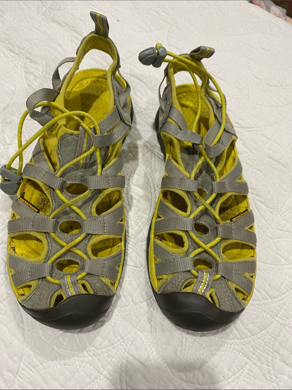 Keen Women's Gray and Yellow Strappy Outdoor Sandals